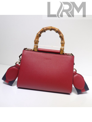 Gucci Leather Bamboo Top Handle Bag 470271 Red 2021