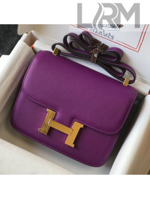 Hermes Constance Bag 23cm in Epsom Leather Purple/Gold 2021