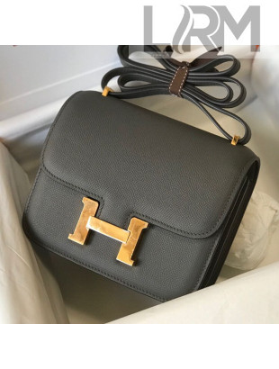 Hermes Constance Bag 18cm in Epsom Leather Metallic Grey/Gold 2021
