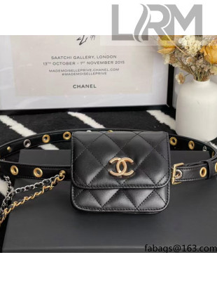 Chanel Quilted Leather Belt Bag With Chain Black 2021