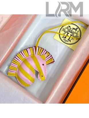 Hermes Geegee Savannah Lambskin Zebra Bag Charm and Key Holder Pink/Yellow 2022 04