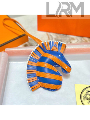Hermes Geegee Savannah Lambskin Zebra Bag Charm and Key Holder Blue/Orange/White 2022 08