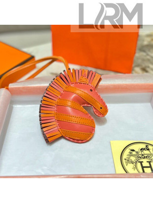 Hermes Geegee Savannah Lambskin Zebra Bag Charm and Key Holder Orange/Red 2022 10