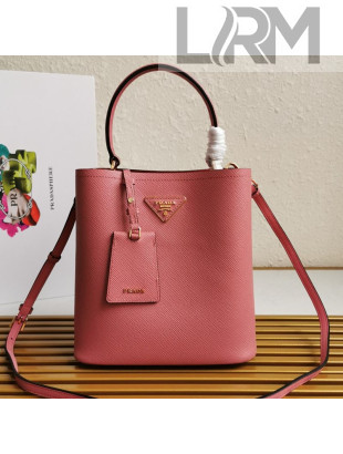 Prada Medium Saffiano Leather Panier Bucket Bag Pink 01 2021 