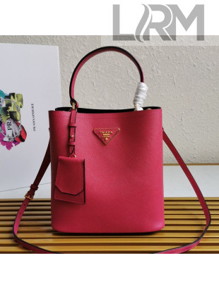 Prada Medium Saffiano Leather Panier Bucket Bag Hot Pink 2021