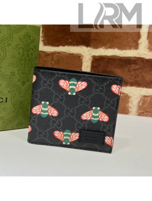 Gucci Men's Bestiary GG Canvas Wallet with Bees 451268 Black 2021 