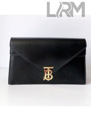Burberry Small Leather TB Envelope Clutch Black 2019