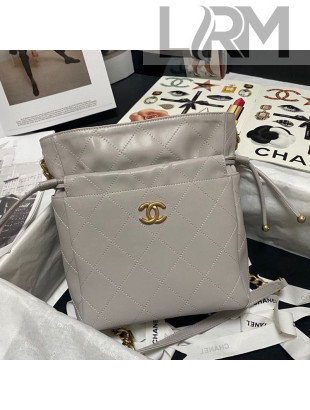 Chanel Leather Bucket Bag AS2168 Gray 2021