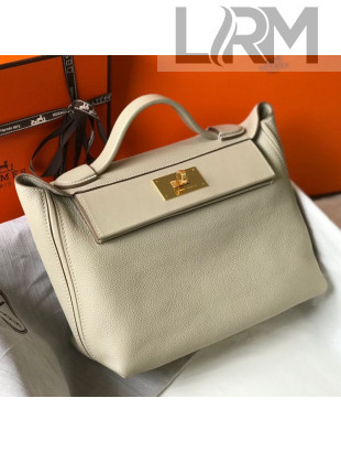 Hermes Kelly 24/24 - 29 Bag in Togo Leather White Wool/Gold 2018 (Half Handmade)   