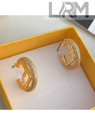 Fendi F Is Fendi Small Hoop Earrings Gold/Crystal 2019