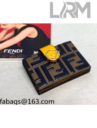 Fendi F is Fendi Leather Card Holder Wallet Yellow 2021 0260