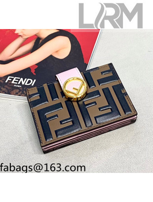 Fendi F is Fendi Leather Card Holder Wallet Pink 2021 0260