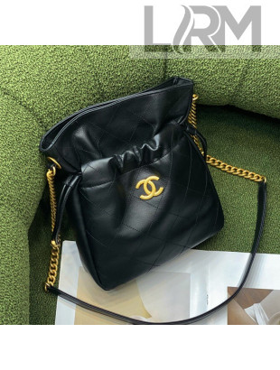 Chanel Lambskin Drawstring Bucket Bag AS2985 Black 2021 