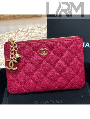Chanel Grained Calfskin Mini Pouch with Charm A70119 Red CP07 2021 