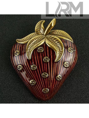Gucci Strawberry Brooch Red/Gold 2019