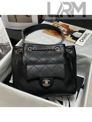 Chanel Calfskin Pocket Bucket Bag AS8017 Black 2021