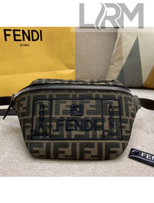 Fendi FF Logo Fabric Embroidery Belt Bag Black 2020
