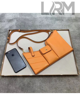 Fendi Leather Pockets Clutch/Shoulder Bag Brown 2020