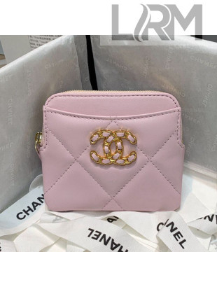 Chanel 19 Lambskin Card Holder Light Pink 2021