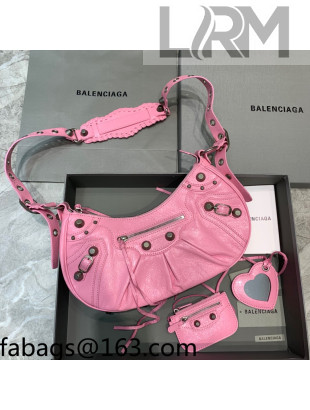 Balenciaga Le Cagole Lambskin Small Shoulder Bag Light Pink/Aged Silver 2021