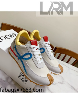 Loewe Suede & Calfskin Sneakers White/Blue 2021 111736