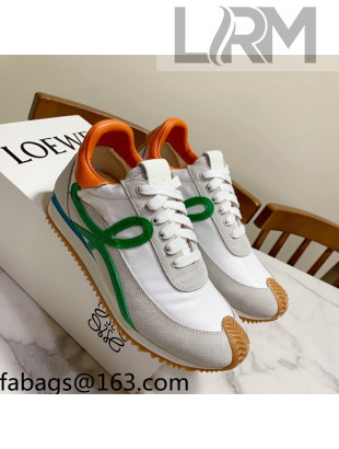Loewe Suede & Fabric Sneakers White/Green 2021 111739