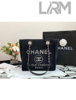 Chanel Deauville Mixed Fibers Small Shopping Bag A66941 Black 2022 07