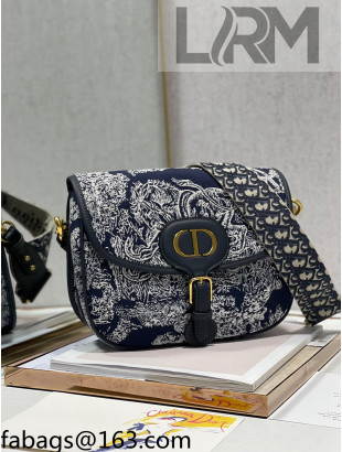 Dior Large Bobby Bag in Blue Toile de Jouy Embroidery 2021