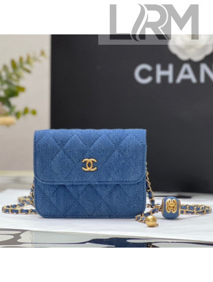 Chanel Denim Clutch with Chain and Ball AP1628 Dark Blue 2022 26