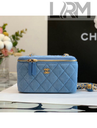 Chanel Denim Vanity Clutch with Chain and Ball AP2303 Light Blue 2022