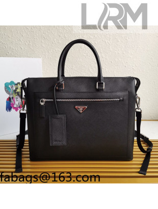 Prada Men's Saffiano Leather Business Briefcase Bag 2VG044 Black 2021