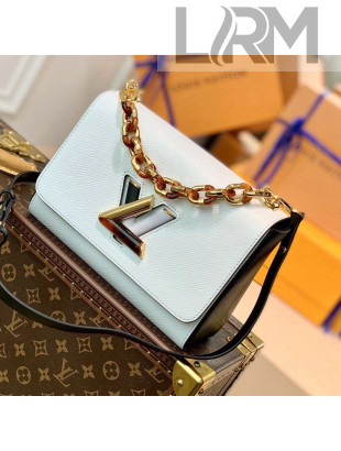 Louis Vuitton Twist MM Handbag in Epi Leather with Tortoise Shell M58526 White 2021