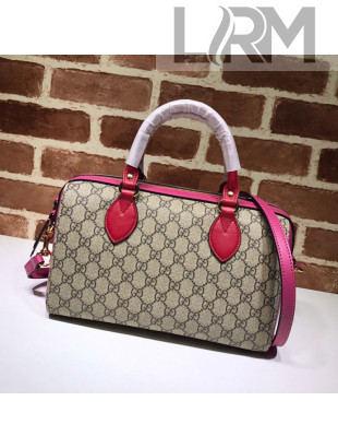 Gucci GG Canvas Boston Bag 409529 Pink Leather 
