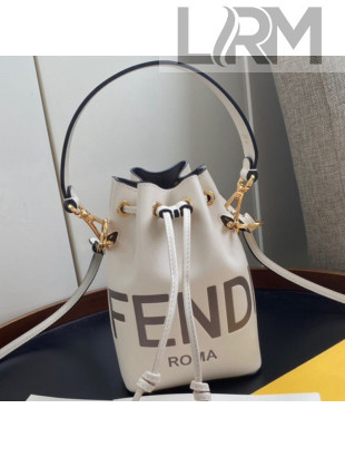 Fendi Mon Tresor Mini Bucket Bag in White Logo Leather 2020