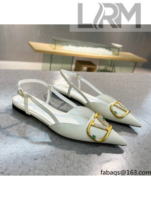 Valentino VLOGO SIGNATURE Calfskin Slingback Flat Ballerina White 2022
