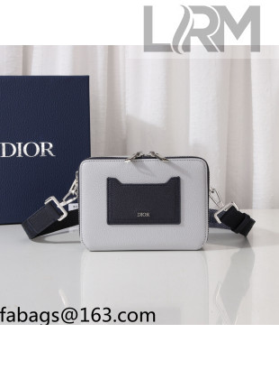 Dior Grained Calf Leather Messenger Bag Light Grey 2021