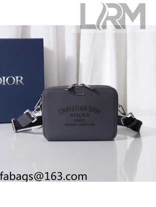 Dior Grained Calf Leather Messenger Bag Dark Grey 2021