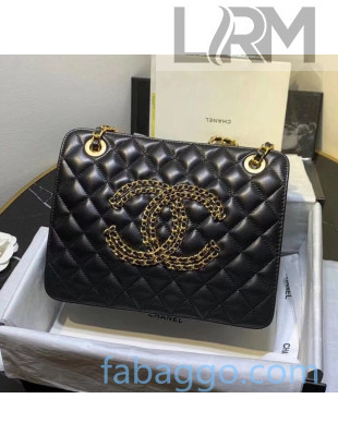 Chanel Calfskin Chain CC Accordion Shoulder Bag AS1751 Black 2020