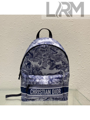 Dior Small Diortravel Backpack in Blue Toile de Jouy Reverse Technical Fabric 2021