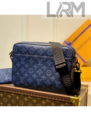 Louis Vuitton Duo Messenger Bag in Monogram Shadow Leather M45730 Navy Blue 2021