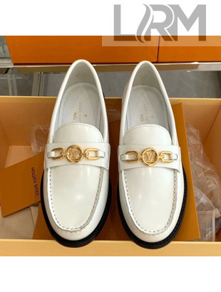 Louis Vuitton Chess Glazed Leather Flat Loafers White 2021
