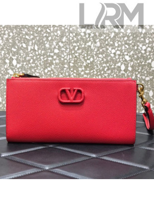 Valentino VLogo Grained Clutch 060 Red 2021