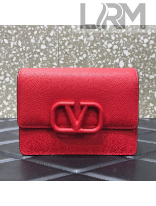 Valentino VSling Grained Calfskin Chain Wallet 069 Red 2021