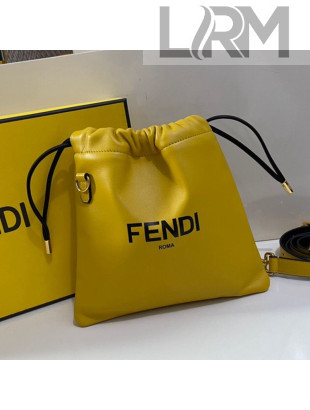Fendi Pack Small Pouch Bucket Bag in Yellow Nappa Leather Bag 2020