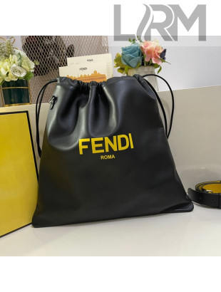 Fendi Pack Medium Pouch Bucket Bag in Black Nappa Leather Bag 2020