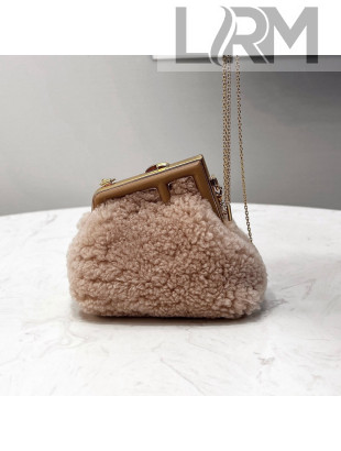 Fendi First Nano Bag Charm in Wool Sheepskin Light Pink 2021 80018S