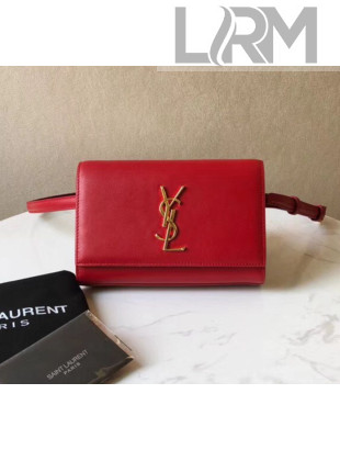 Saint Laurent Kate Belt Bag in Smooth Leather 534395 Red 2018