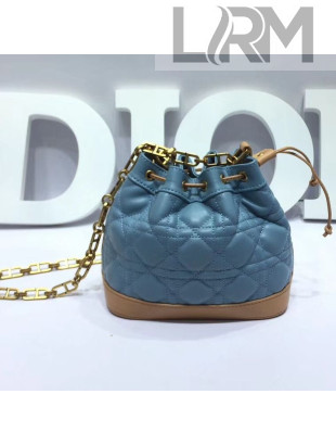 Dior Miss Dior Lambskin Mini Bucket Bag Blue 2019