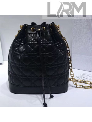 Dior Bucket Bag with Chain in Cannage Lambskin Black 2019