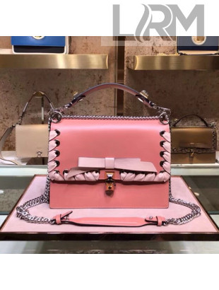 Fendi Calfskin KAN I Small Bag with Leather Threading and Bows Peach/Pink 2018